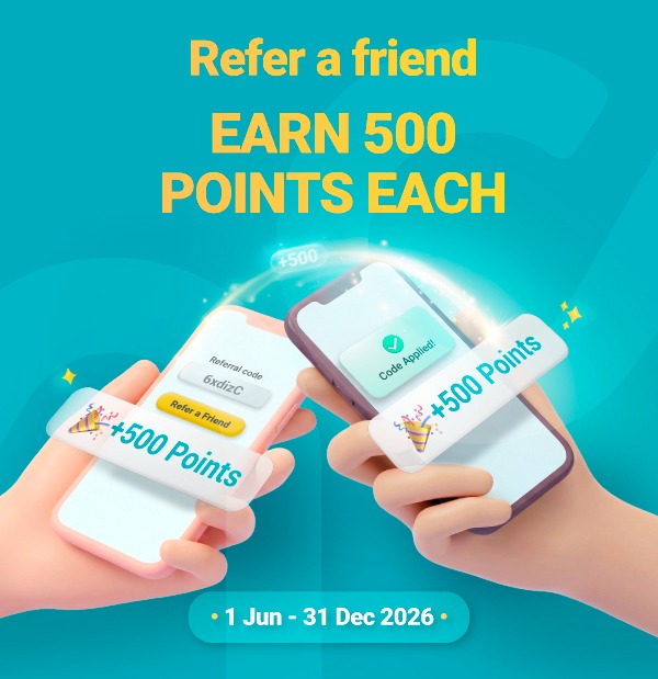 Refer a Friend & Earn 500 Points Each